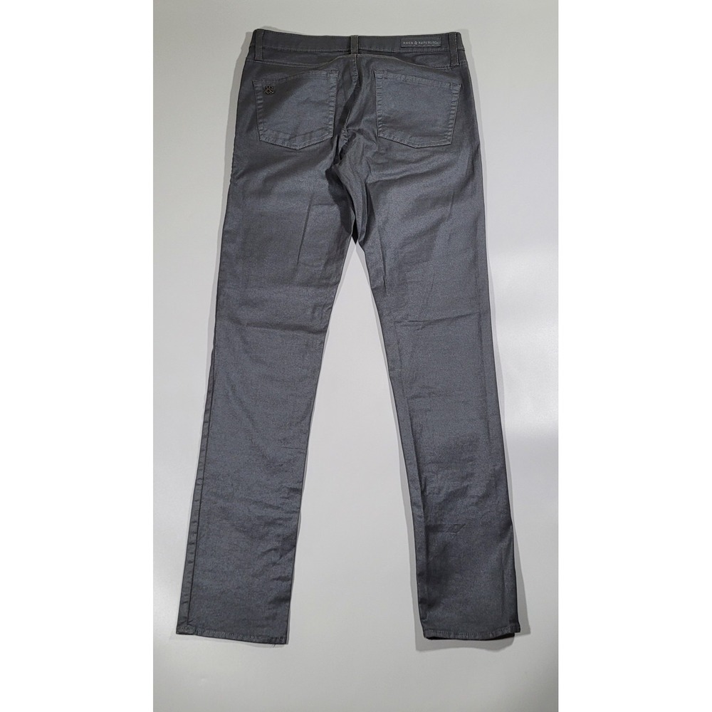 Rock & Republic Berlin Metallic Charcoal Gray Coated Skinny Jeans Womens 10M